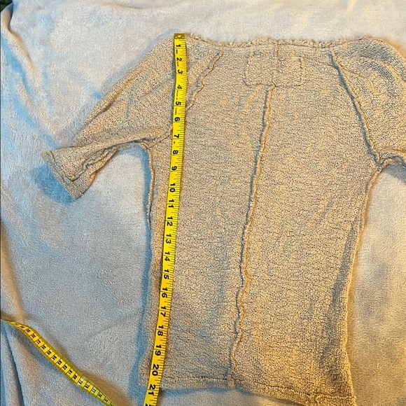 We The Free Cream Fitted Textured Deep V 3/4 Sleeve Knit Top - Picture 8 of 8